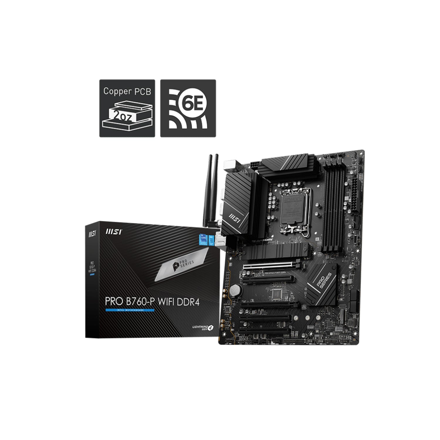 MSI PRO B760-P WIFI DDR4 Gaming Motherboard / ATX - Supports Intel 12th, 13th & 14th Gen Core Processors / LGA 1700 Socket / M.2 Gen4 Slots