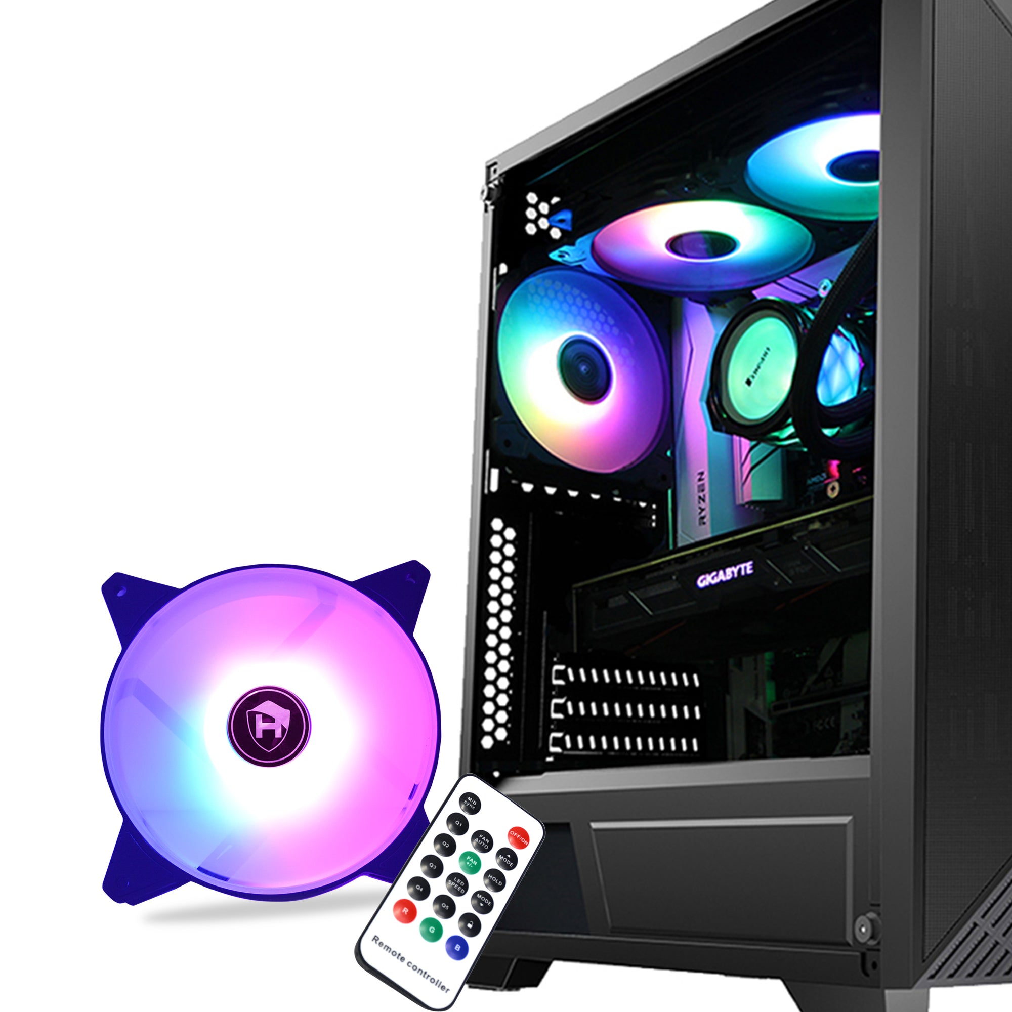 Hajaan 120 mm 5-Pack Computer case Fan,High Airflow RGB Effect Case Fan for PC Cooling with Remote Controller, Remote Control RGB LED FAN