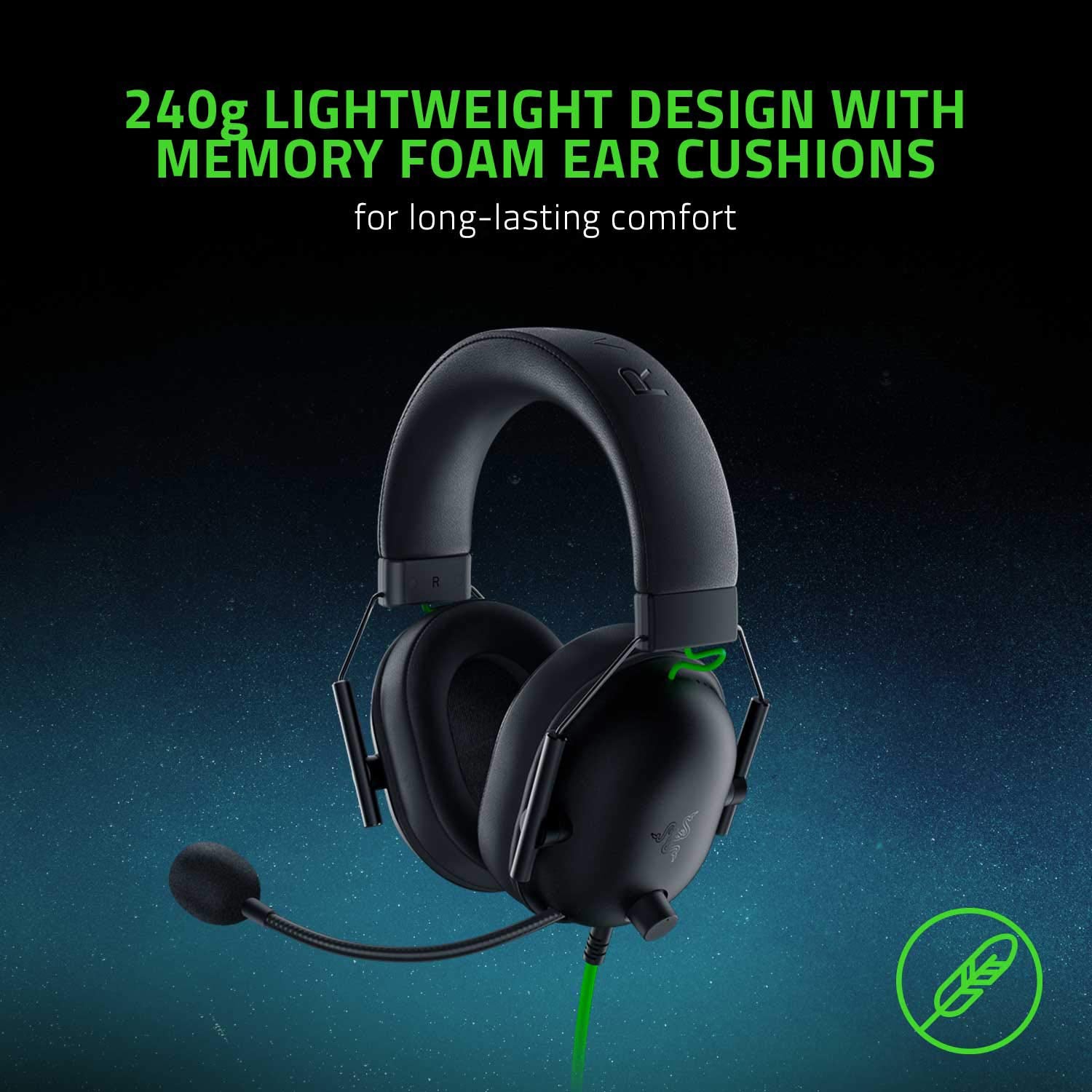 Razer BlackShark V2 X Wired Gaming Headset - With 7.1 Surround Sound, Advanced Passive Noise Cancellation, 3.5 mm Audio Jack - for PC, Mac, PS4, Xbox One