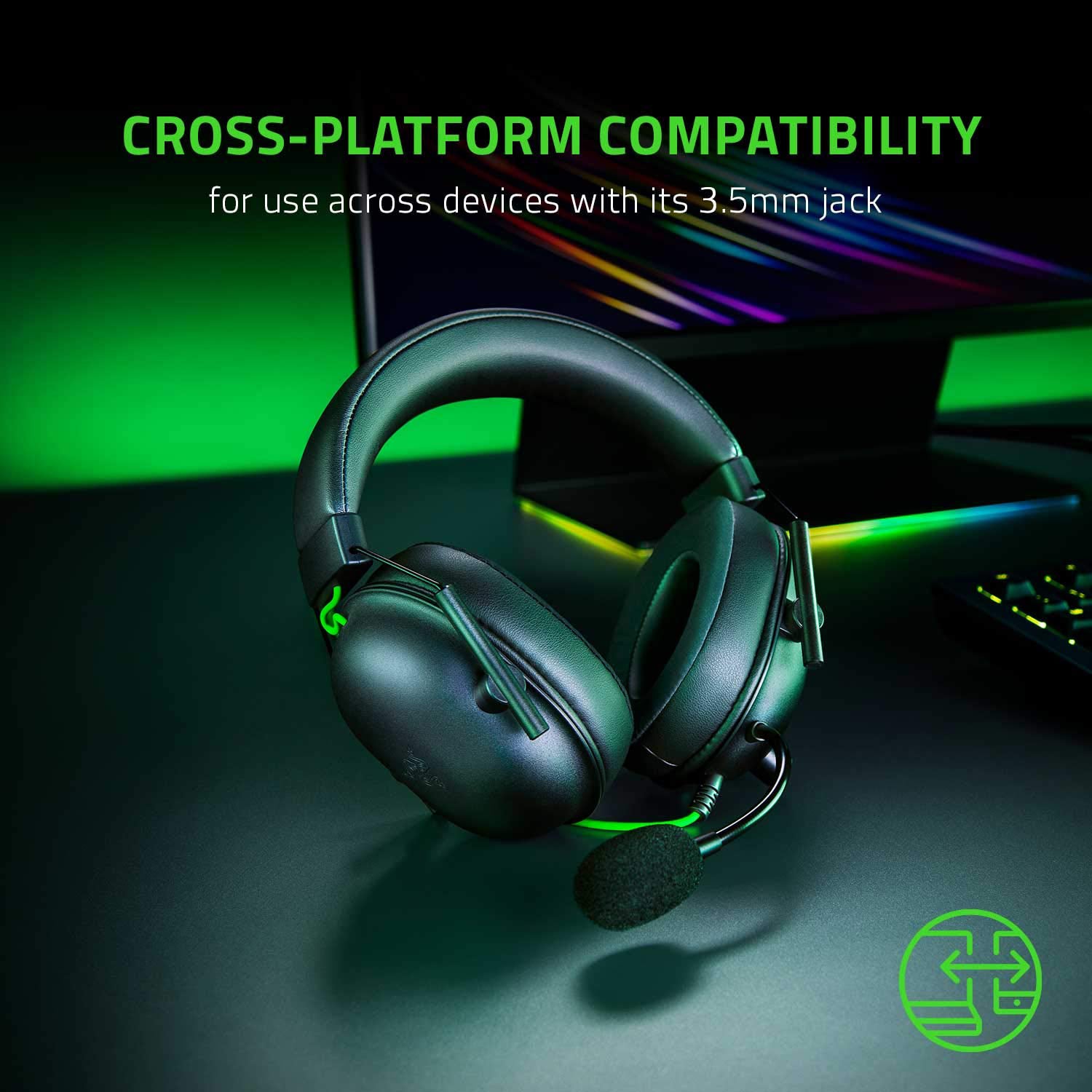 Razer BlackShark V2 X Wired Gaming Headset - With 7.1 Surround Sound, Advanced Passive Noise Cancellation, 3.5 mm Audio Jack - for PC, Mac, PS4, Xbox One