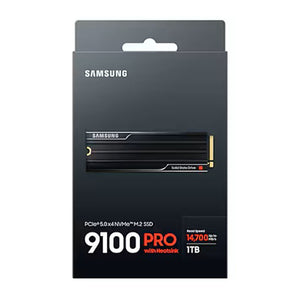 SAMSUNG 9100 PRO With Heatsink Solid State Drive - 1TB NVMe M.2 SSD, R/W Speed Up to 14,700/ 13,300 MB/s, PCIe Gen 5.0, NVMe 2.0, V-NAND - (MZ-VAP1T0CW)