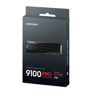 SAMSUNG 9100 PRO With Heatsink Solid State Drive - 1TB NVMe M.2 SSD, R/W Speed Up to 14,700/ 13,300 MB/s, PCIe Gen 5.0, NVMe 2.0, V-NAND - (MZ-VAP1T0CW)
