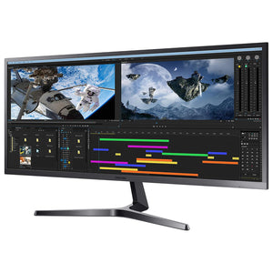SAMSUNG 34-Inch Ultra-Wide WQHD With 21:9 Wide Screen Monitor - 75Hz Refresh Rate, VA FreeSync With Flicker-Free - Dark Blue Grey (LS34J552WQNXZA)