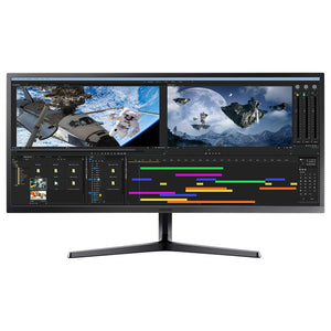 SAMSUNG 34-Inch Ultra-Wide WQHD With 21:9 Wide Screen Monitor - 75Hz Refresh Rate, VA FreeSync With Flicker-Free - Dark Blue Grey (LS34J552WQNXZA)