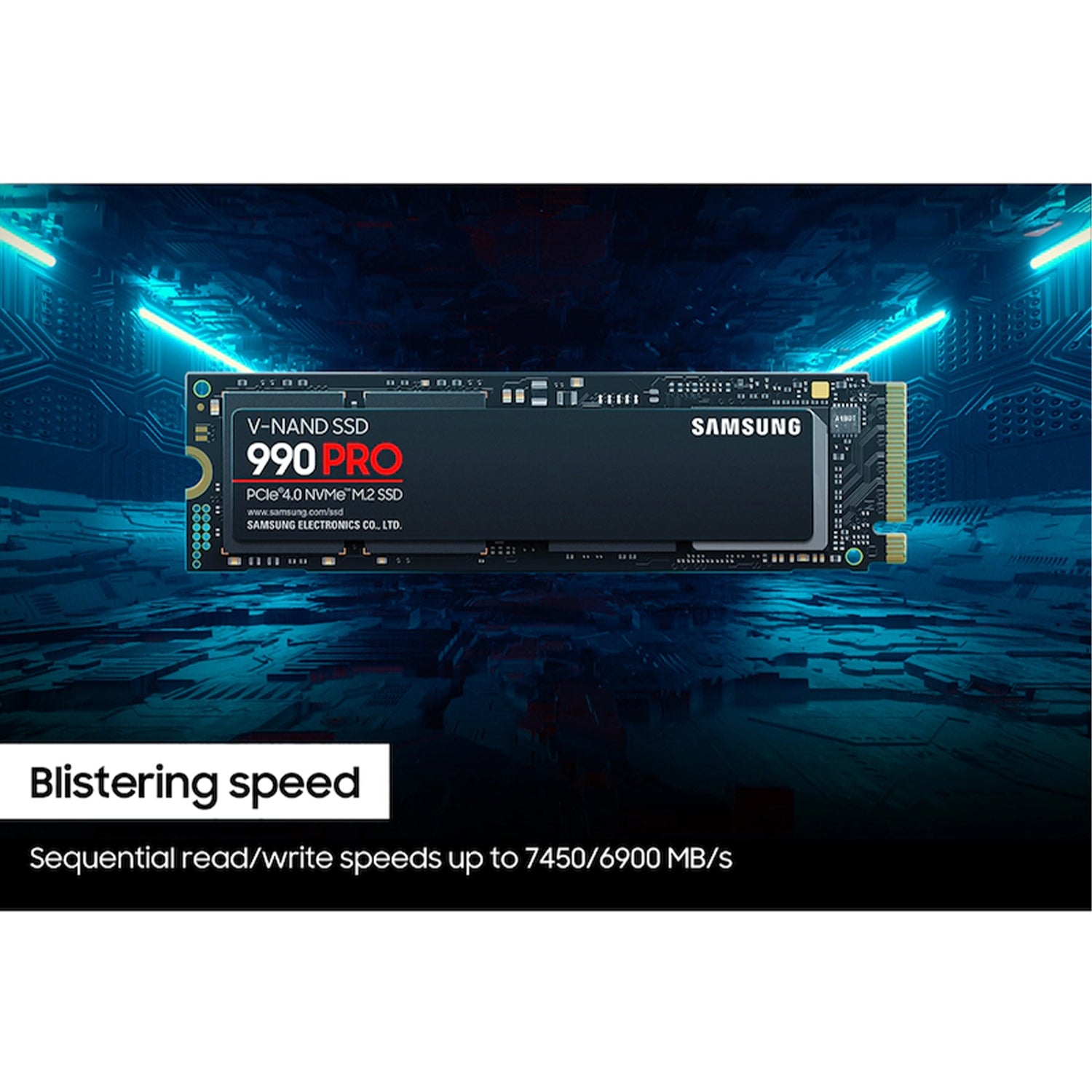 SAMSUNG 990 PRO Internal Solid State Drive - 1TB NVMe M.2 SSD, R/W Speed Up to 7,450/ 6,900 MB/s, PCIe Gen 4.0, NVMe 2.0, V-NAND (MZ-V9P1T0B/AM)