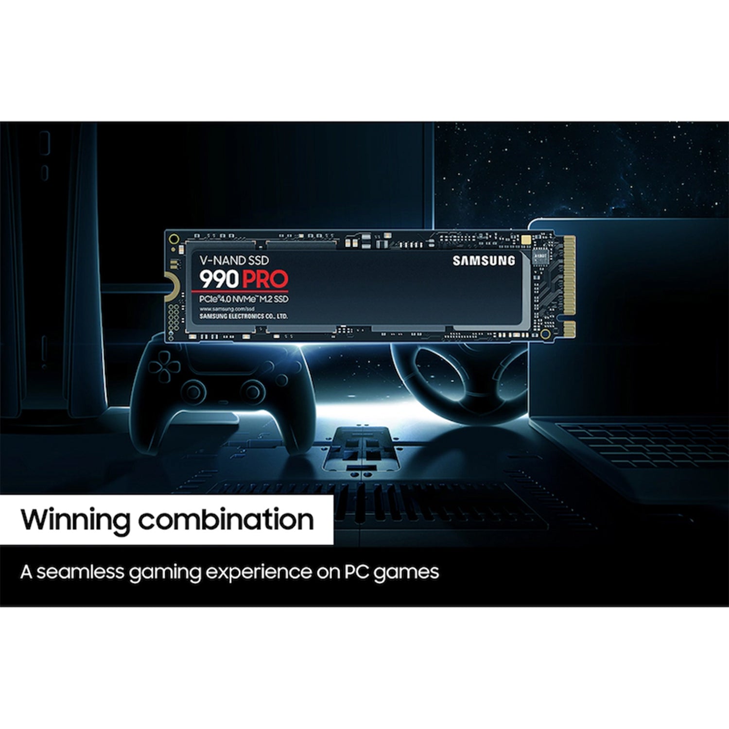 SAMSUNG 990 PRO Internal Solid State Drive - 1TB NVMe M.2 SSD, R/W Speed Up to 7,450/ 6,900 MB/s, PCIe Gen 4.0, NVMe 2.0, V-NAND (MZ-V9P1T0B/AM)