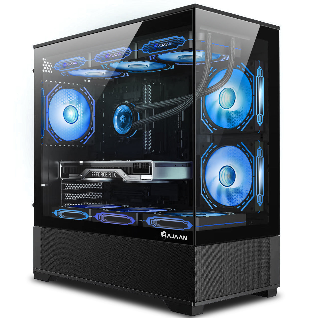 HAJAAN SuperX Liquid Cooled Gaming PC Tower Desktop - 32GB DDR4 RAM - 1TB NVMe SSD - Wifi 6 - Bluetooth - Windows 11 Pro