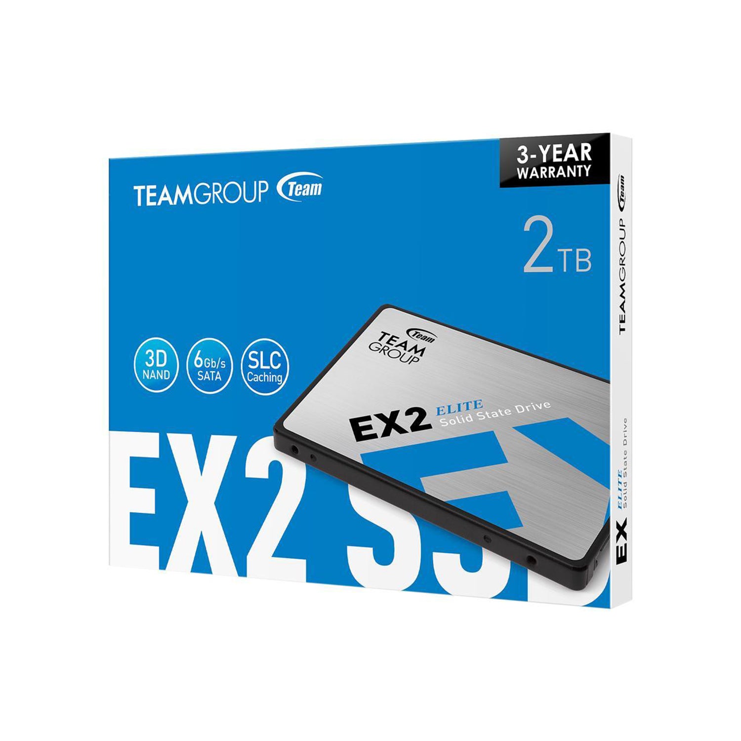 Team Group EX2 - 2TB Internal Solid State Drive (SSD), 2.5" Form Factor, SATA III (6.0 Gb/s) Interface, 3D NAND, Read Speed Up to 550 MB/s for laptops, desktops (T253E2002T0C101)