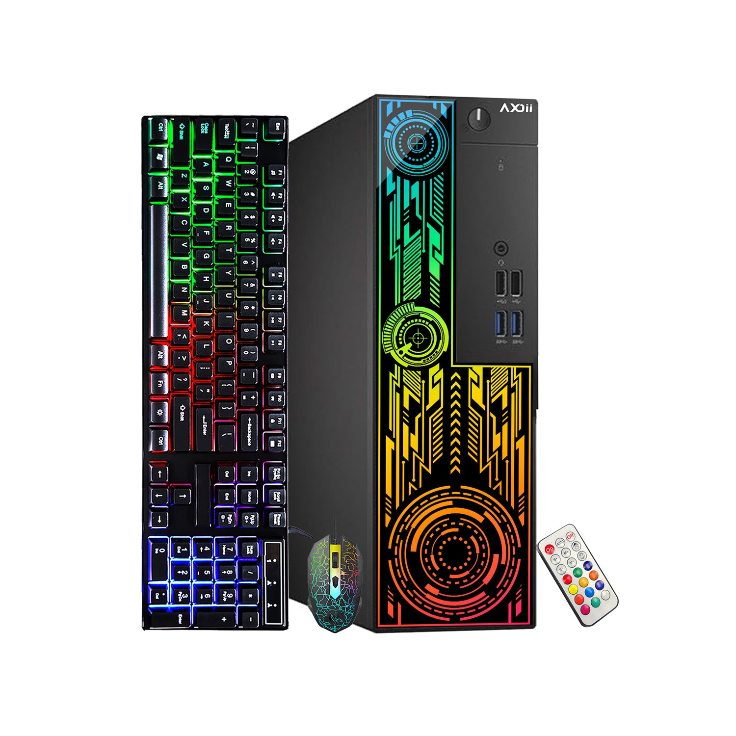 AXOII ELECTRA RGB Gaming Desktop Computer PC, Intel Core I7 - 6700 Up to 4.0GHz Processor, Graphics Card - RX 550 / GT 1030, 16GB - 32GB DDR3L RAM, 512GB - 1TB SSD, Wi-Fi, Bluetooth - Windows 10 Pro