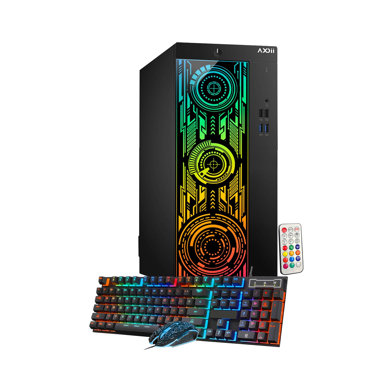 AXOII ELECTRA RGB Gaming Desktop Computer PC, Intel Core I7 Processor, Graphics Card - RX 550 / GTX 1050 / GTX 1650 / RTX 3050, 32GB DDR4 RAM, 1TB SSD / NVMe SSD, Wi-Fi, Bluetooth - Windows 10 Pro
