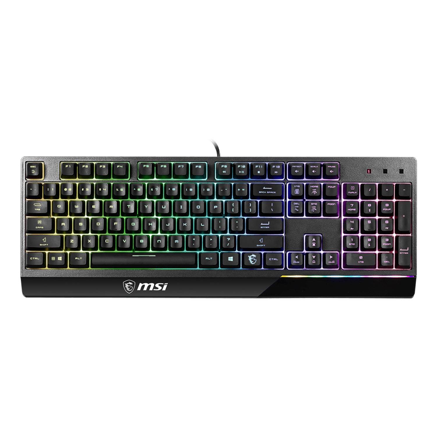 MSI VIGOR GK30 RGB Lighting Gaming Keyboard - USB 2.0 Wired Membrane 6 Zones With Plunger Switches, Water repellent & Splash-Proof , 20-key anti-ghosting - Black