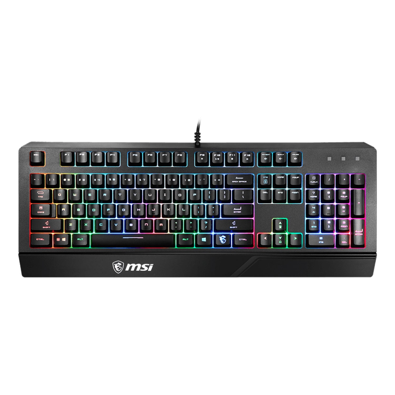 MSI VIGOR GK20 RGB Backlit Gaming Keyboard - Ergonomic Designed Keycaps, USB 2.0 Anti Ghosting With Hotkey Control, Water repellent - Black