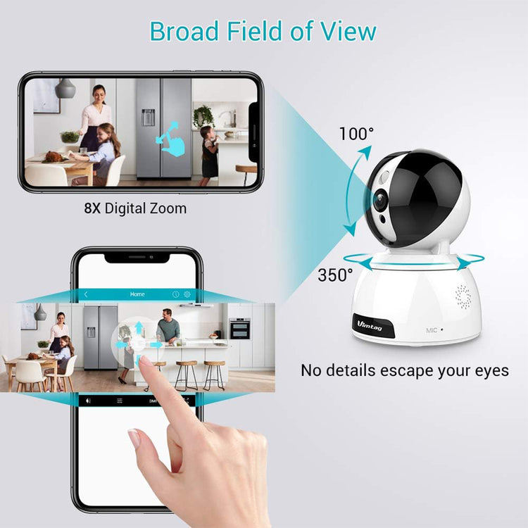 Vimtag AI CP3 4MP Wi-Fi Smart PTZ Cloud IP Indoor Security Camera - 360 Degree Pan-Tilt View Camera With Face Detection, 2-Way Audio, IR Night Vision, Compatible with Alexa