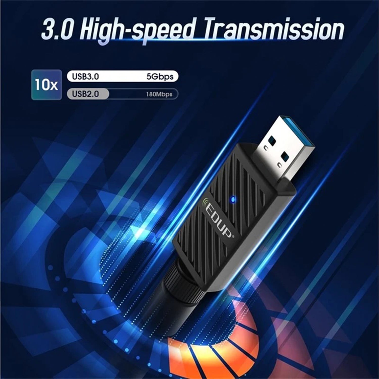 EDUP 1200Mbps Wireless USB 3.0 Wi-Fi Adapter | Dual Band 2.4GHz/5GHz | Bluetooth 4.1 | RTL8822BU Chipset | High-Gain 6dBi Antenna - Suitable for Desktop PC, Laptops (EDUP EP-1690)