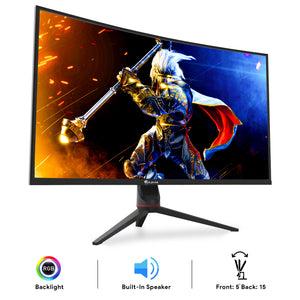 HAJAAN 32” Inch FHD 1080p Curved Gaming Monitor with RGB Lighting 200Hz Refresh Rate with VA Display, Built-in Speakers, Tilt Adjustment, Wall Mountable 2x HDMI, DP (X3223C) - Black