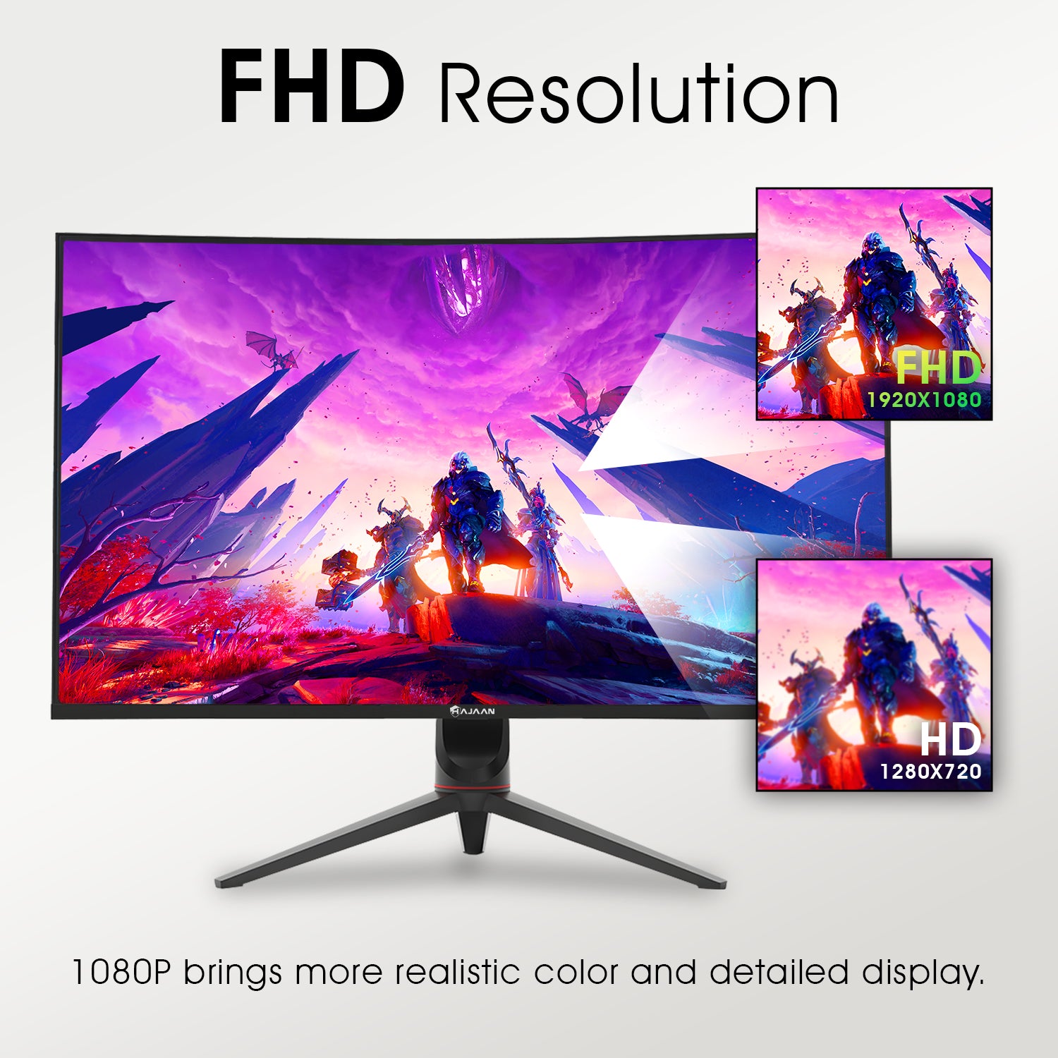 HAJAAN 32” Inch FHD 1080p Curved Gaming Monitor with RGB Lighting 200Hz Refresh Rate with VA Display, Built-in Speakers, Tilt Adjustment, Wall Mountable 2x HDMI, DP (X3223C) - Black