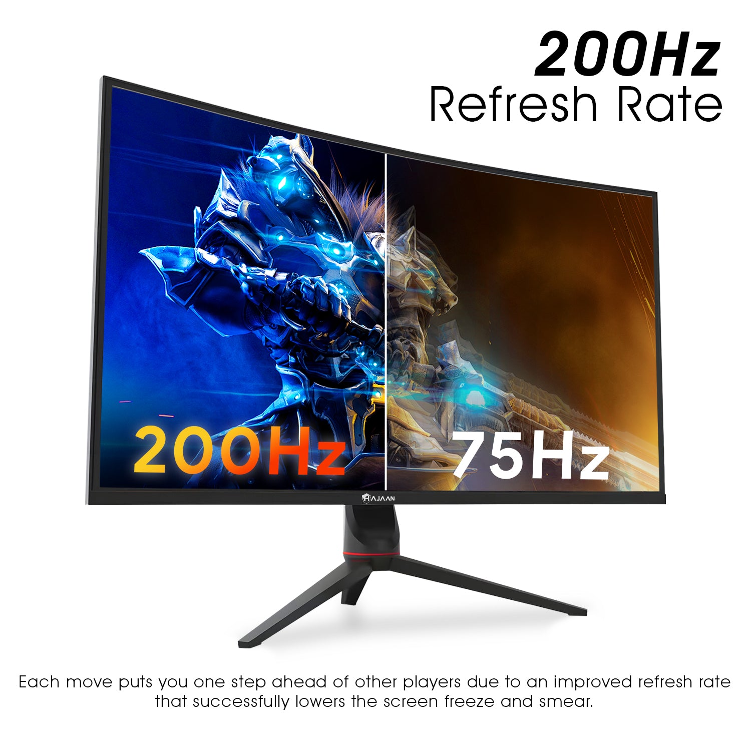 HAJAAN 32” Inch FHD 1080p Curved Gaming Monitor with RGB Lighting 200Hz Refresh Rate with VA Display, Built-in Speakers, Tilt Adjustment, Wall Mountable 2x HDMI, DP (X3223C) - Black