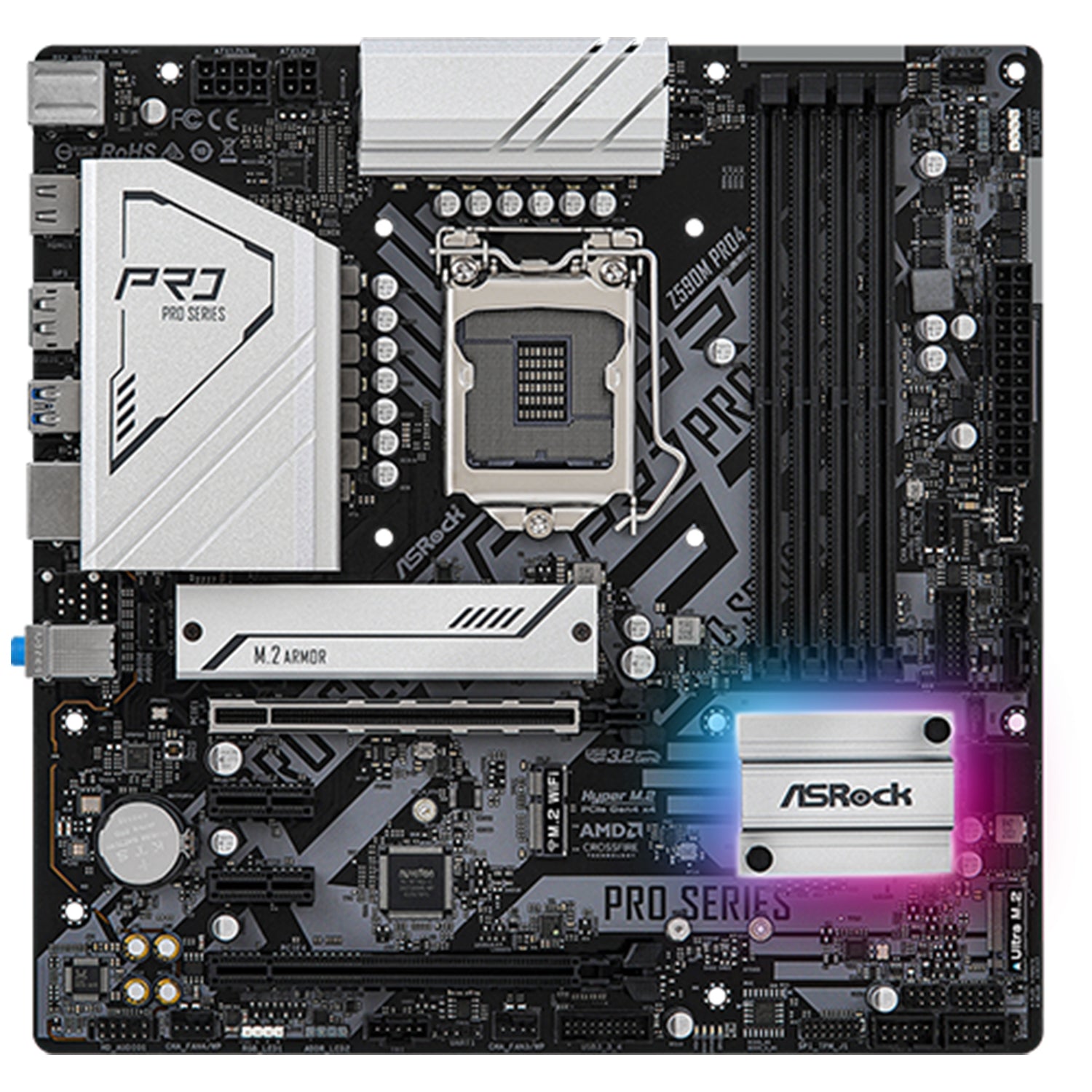 ASRock Z590M PRO4 Motherboard, ATX - Support 11th/10th Gen Intel Processors, 12 Phase Dr.MOS Power Design, PCIe 4.0 With 128GB DDR4 Max Memory, HDMI, Display Port