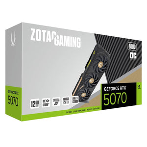 ZOTAC GAMING GeForce RTX 5070 SOLID OC Graphics Card - 12GB GDDR7, IceStorm 2.0 Cooling With BladeLink Fans, 3x Display Port / HDMI - (ZT-B50700J-10P)