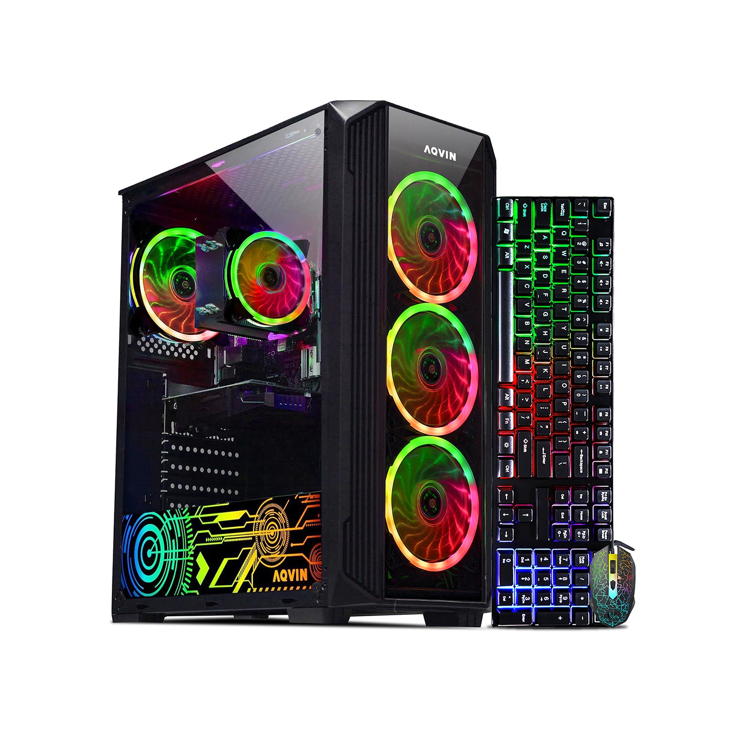 AQVIN Z-Force Gaming Desktop Tower PC/ Intel Core i7 up to 4.00 GHz Processor/ RX 580, GTX 1660s, RTX 3050, 3060, 4060/ 32GB DDR4 RAM/ 512GB - 2TB SSD/ WIFI/ Windows 10 Pro - Refurbished