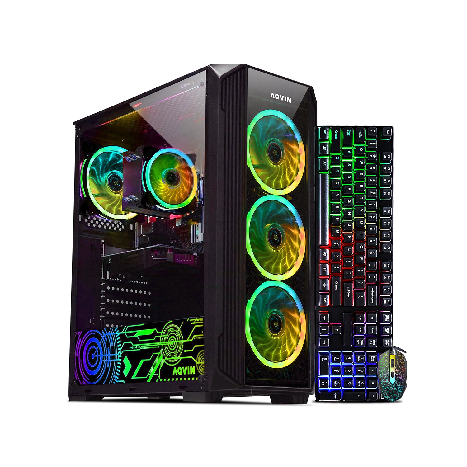 AQVIN Z-Force Gaming Desktop Tower Computer - RGB (Intel Core i7 up to 4.60 GHz/ 1TB - 2TB SSD (fast boot)/ 32GB DDR4 RAM/ RTX 3050,3060, 5060/ Windows 11 Pro/ Gaming Keyboard and Mouse) WIFI