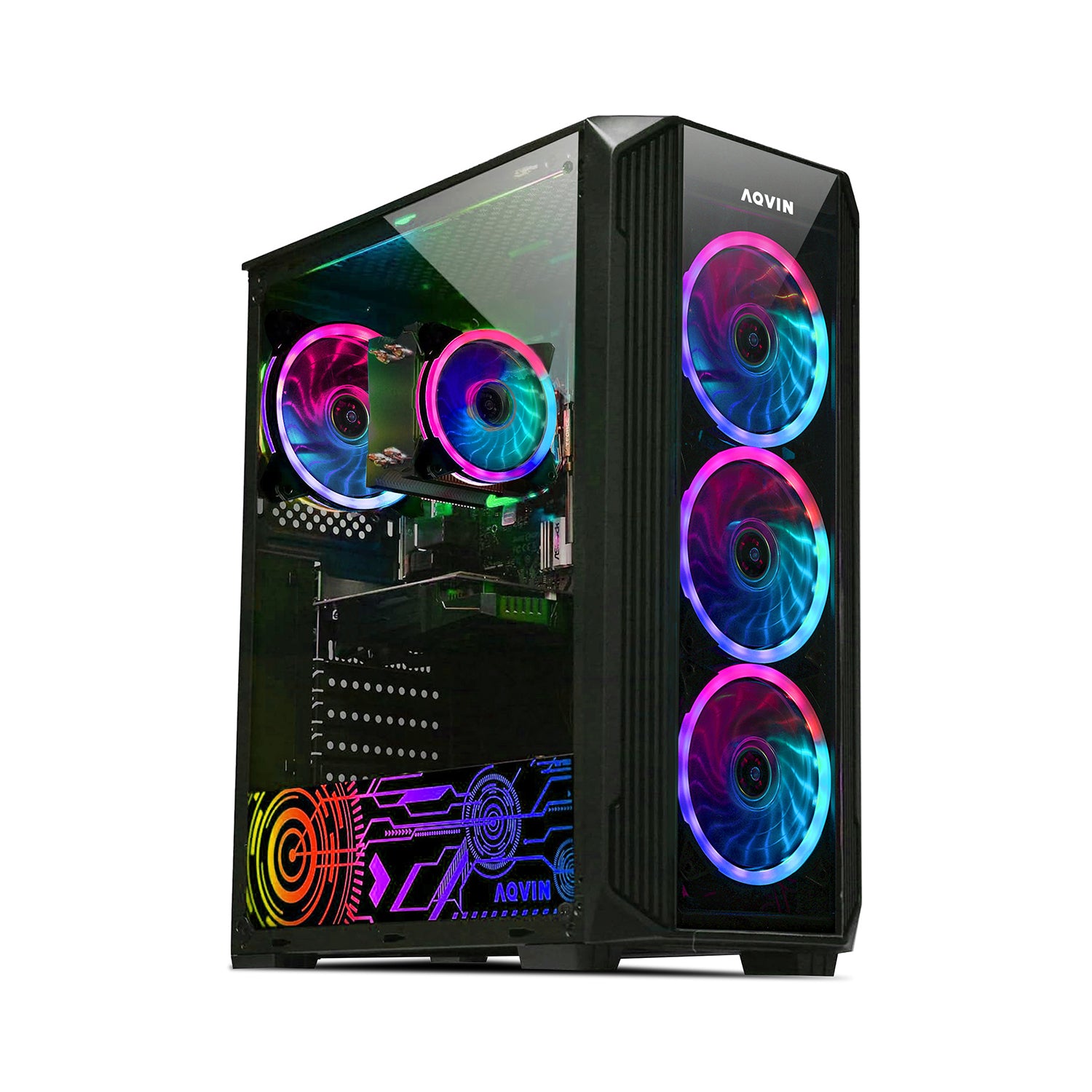 AQVIN Z-Force Gaming Desktop Tower PC/ Intel Core i7 up to 4.00 GHz Processor/ RX 580, GTX 1660s, RTX 3050, 3060, 4060/ 32GB DDR4 RAM/ 512GB - 2TB SSD/ WIFI/ Windows 10 Pro - Refurbished