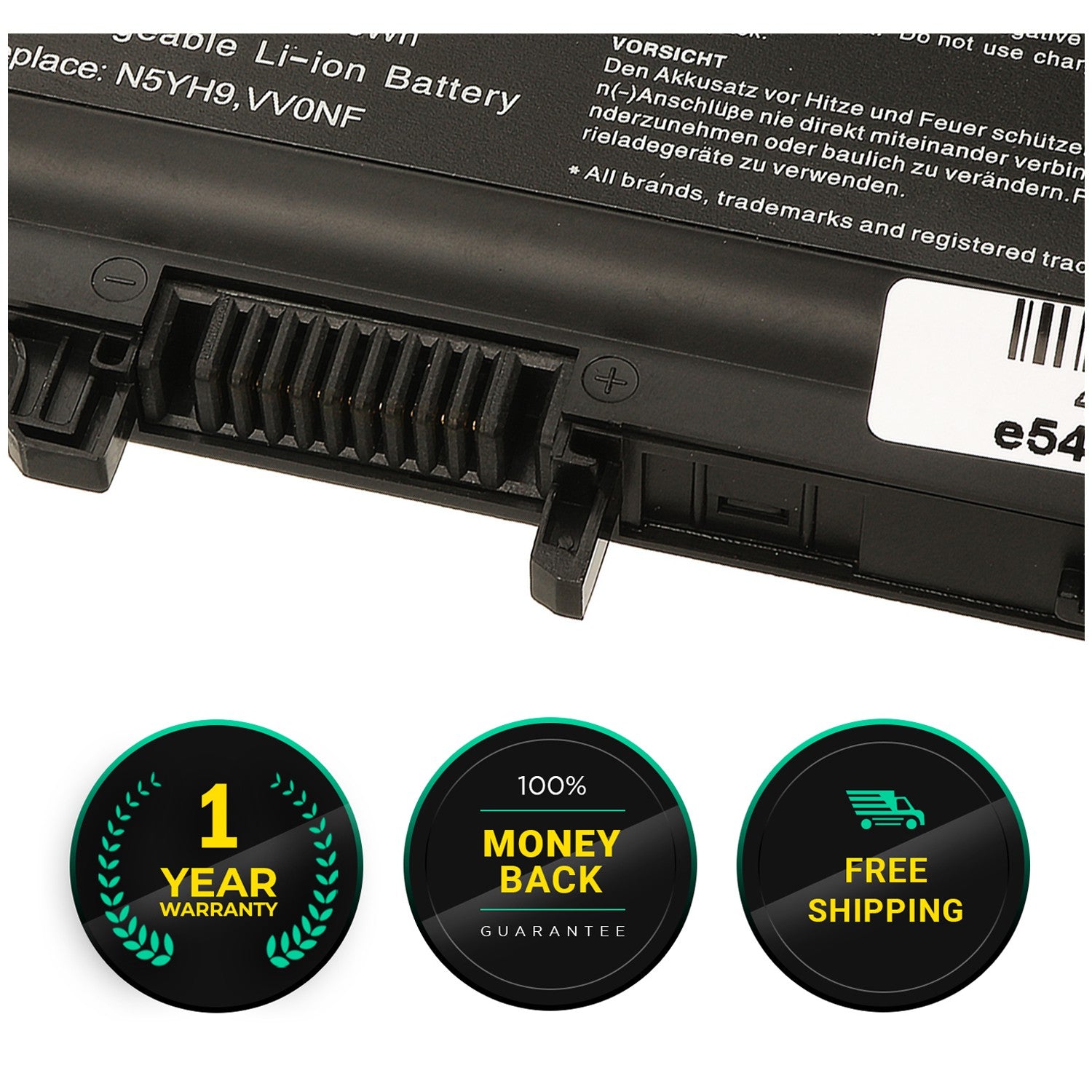 HAJAAN Replacement Laptop Battery for DELL Latitude E5440 ,E5540, Fit P/N: VVONF, N5YH9 Li-ion(5200mAh/58Wh, 6-Cells,11.1V ), 1 Year Warranty