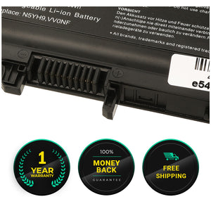 HAJAAN Replacement Laptop Battery for DELL Latitude E5440 ,E5540, Fit P/N: VVONF, N5YH9 Li-ion(5200mAh/58Wh, 6-Cells,11.1V ), 1 Year Warranty