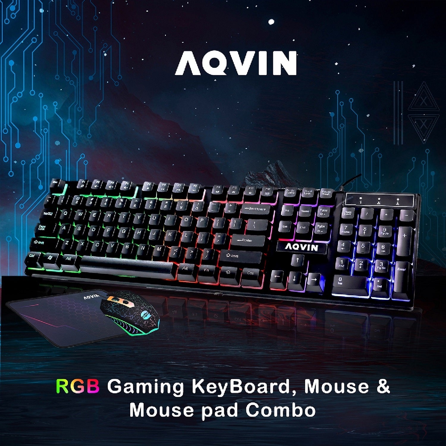 AQVIN AQ10 Gaming Desktop Computer Combo Tower | RGB Fan Lights | Core i7 CPU up to 4.60 GHz | 32GB DDR4 RAM | 1TB - 2TB SSD | RX 580, GTX 1050Ti, 1630, 1650, 1660s | Windows 11 Pro | Gaming Keyboard and Mouse