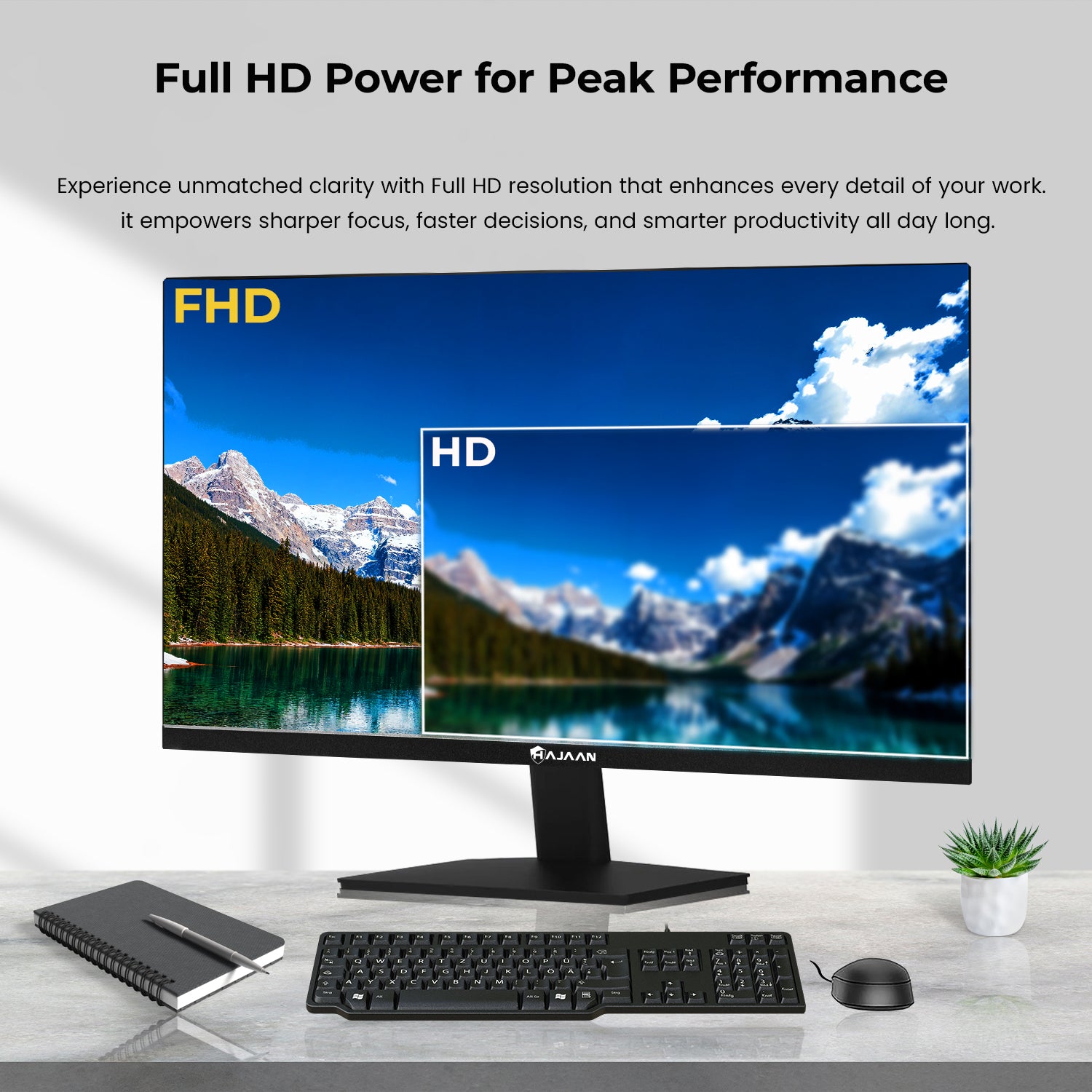 HAJAAN S2425V - 24 Inch FHD Flat Monitor - 100Hz Refresh Rate, Tilt Adjustment, VESA, HDMI / VGA - Office & Home Use