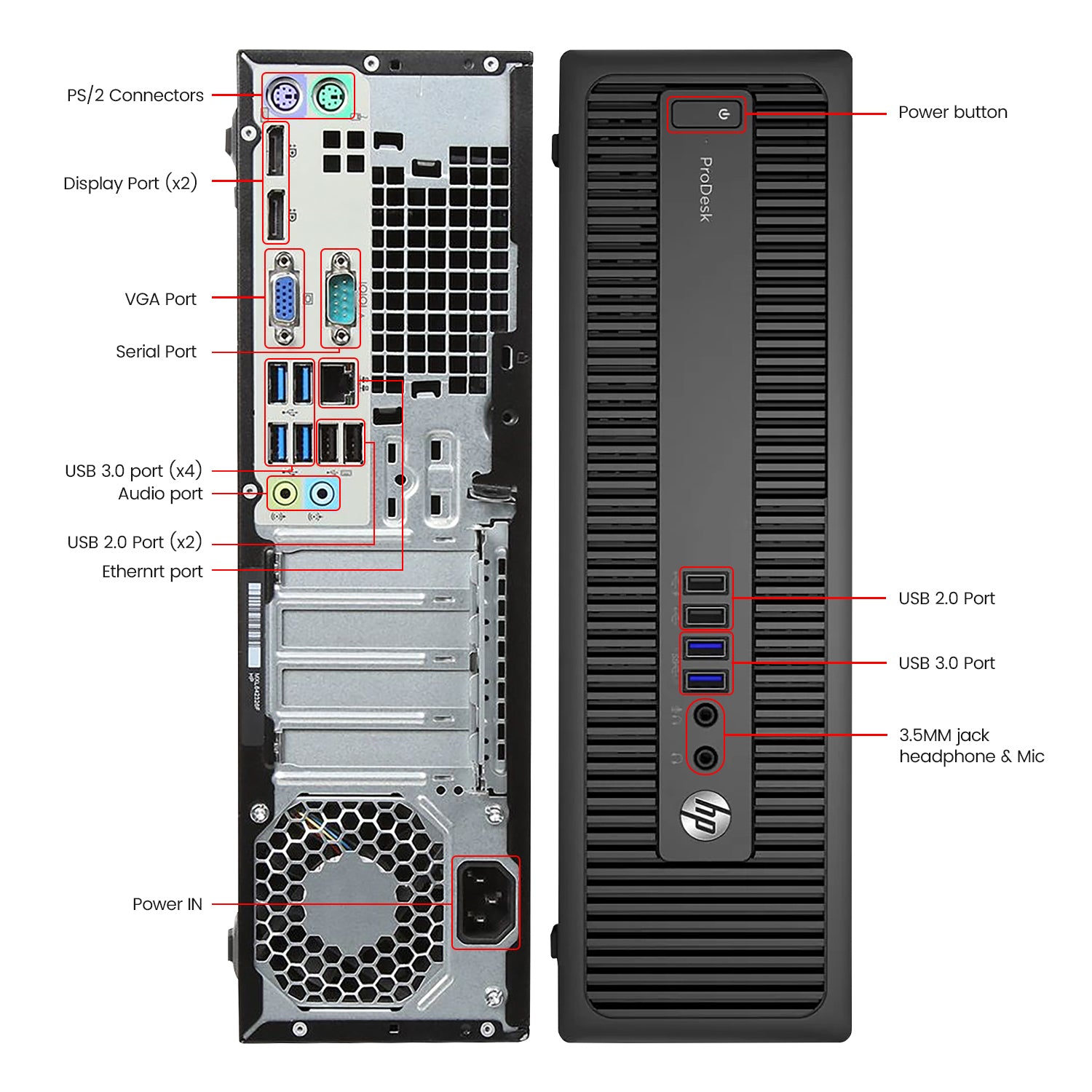 HP ProDesk 600 G2 SFF Desktop Computer PC - Intel Core i7 - 6th Gen Up to 4.00 GHz Processor, 16GB - 32GB DDR4 RAM, 512GB - 2TB SSD, Windows 10 Pro, Wired Keyboard and Mouse - Refurbished
