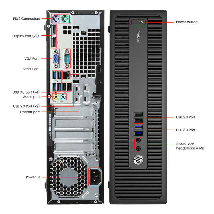 HP ProDesk 600 G2 SFF Desktop Computer PC - Intel Core i7 - 6th Gen Up to 4.00 GHz Processor, 16GB - 32GB DDR4 RAM, 512GB - 2TB SSD, Windows 10 Pro, Wired Keyboard and Mouse - Refurbished