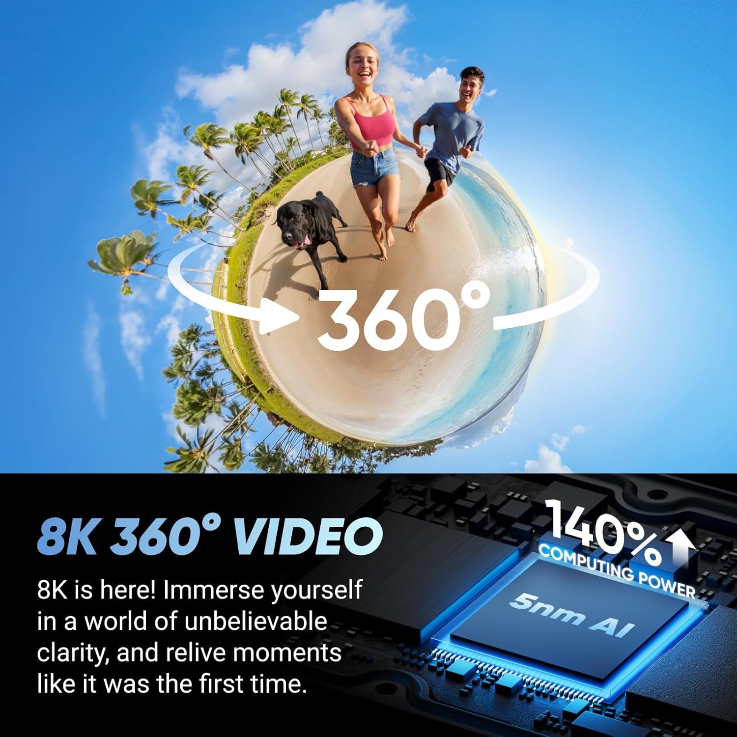 Insta360 X4 8K 360° Action Camera - Waterproof, New 2.5" TouchScreen, Invisible Selfie Stick Effect, Stabilization, AI Editing