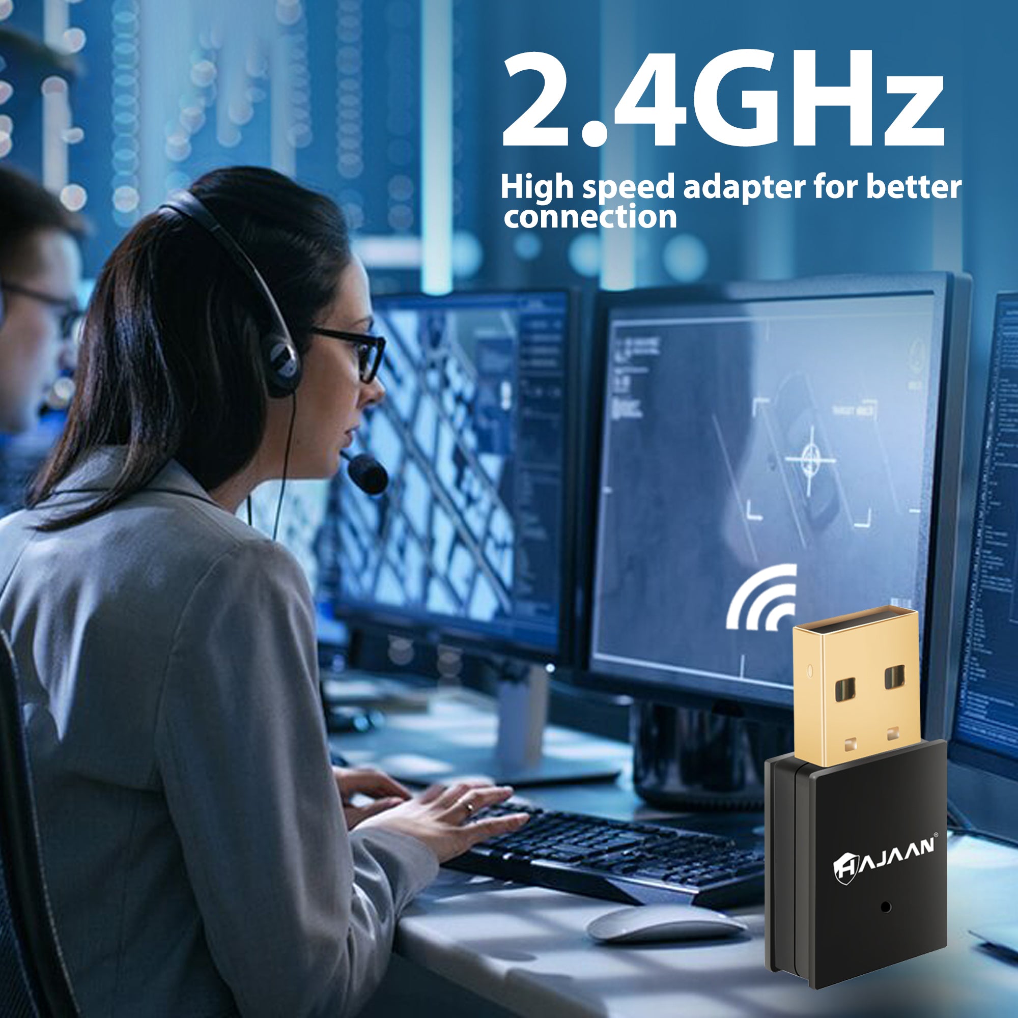 HAJAAN 300Mbps USB WiFi Adapter Plug and Play WiFi Dongle for PC Desktop, Laptop, Wireless Network Adapter Support Windows 10, 8, 7, Vista, XP, Mac OS