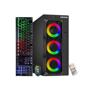 AQVIN Gaming Desktop Computer Tower PC, Intel Core i5 - i7 8th Gen CPU,  32GB DDR4 RAM, 1TB SSD Storage, RX 550/GTX1630/1050Ti/1650, Windows 11 Pro, RGB Keyboard and Mouse - Refurbished