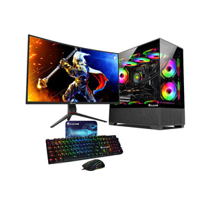 HAJAAN SuperX Liquid Cooled Gaming PC Tower Desktop - Intel i9 12900K Processor | GeForce RTX 5060 Ti 8GB | 32-inch Curved Gaming Monitor | 32GB - 64GB DDR4 RAM | 1TB - 2TB NVMe SSD | Windows 11 Pro
