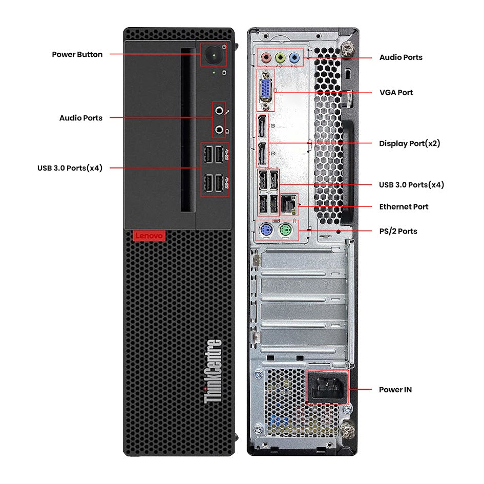 Lenovo ThinkCentre M910s SFF Desktop Computer PC | Intel Core i7 - 6th Gen Processor Up to 4.00 GHz | 16GB - 32GB DDR4 RAM | 512GB - 2TB SSD | Wired Keyboard and Mouse | Windows 10 Pro - Refurbished
