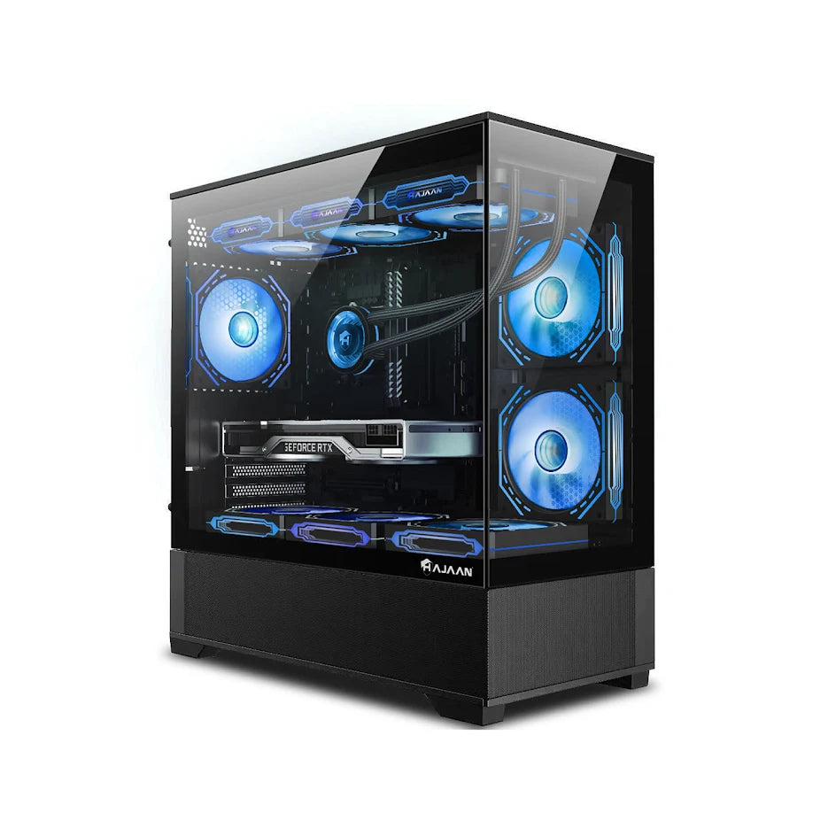 HAJAAN SuperX Liquid Cooled Gaming PC Tower Desktop - Intel i9 12900K Processor | GeForce RTX 5060 Ti 8GB | 32-inch Curved Gaming Monitor | 32GB - 64GB DDR4 RAM | 1TB - 2TB NVMe SSD | Windows 11 Pro