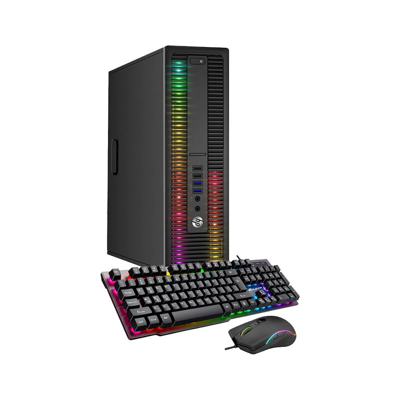 Custom Built RGB Lights - HP EliteDesk Desktop Computer Intel Core i5 - 6500, 3.2 GHz 8GB RAM 512GB SSD Win 10 Pro WIFI, Gaming PC Keyboard & Mouse - Refurbished
