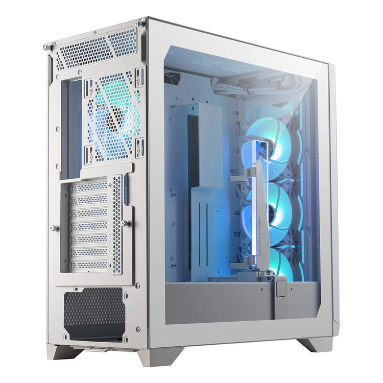 MSI MPG GUNGNIR 300R Airflow Mid-Tower ARGB Fan Gaming Case - Patented DIY friendly design with Omnidirectional Graphics Card - White / Black