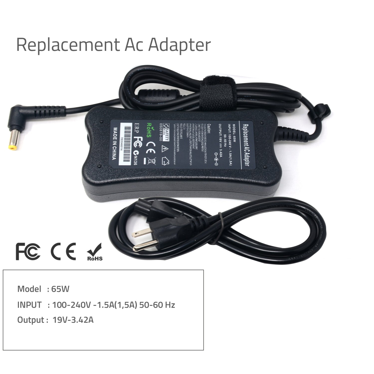 NEW Replacement 65W AC adapter charger for LENOVO 19V 3.42A Laptop Power Adapter Compatible with Lenovo IdeaPad 330 330S 320 320S ADL45WCC, Yoga 710 510 520 530