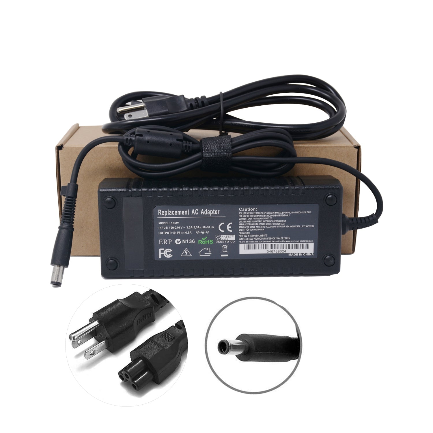 NEW 135W AC adapter charger for HP 19.5V/6.9A Desktop Power Adapter Compatible with HP Desktop 8200 8000 DC7800 Desktop