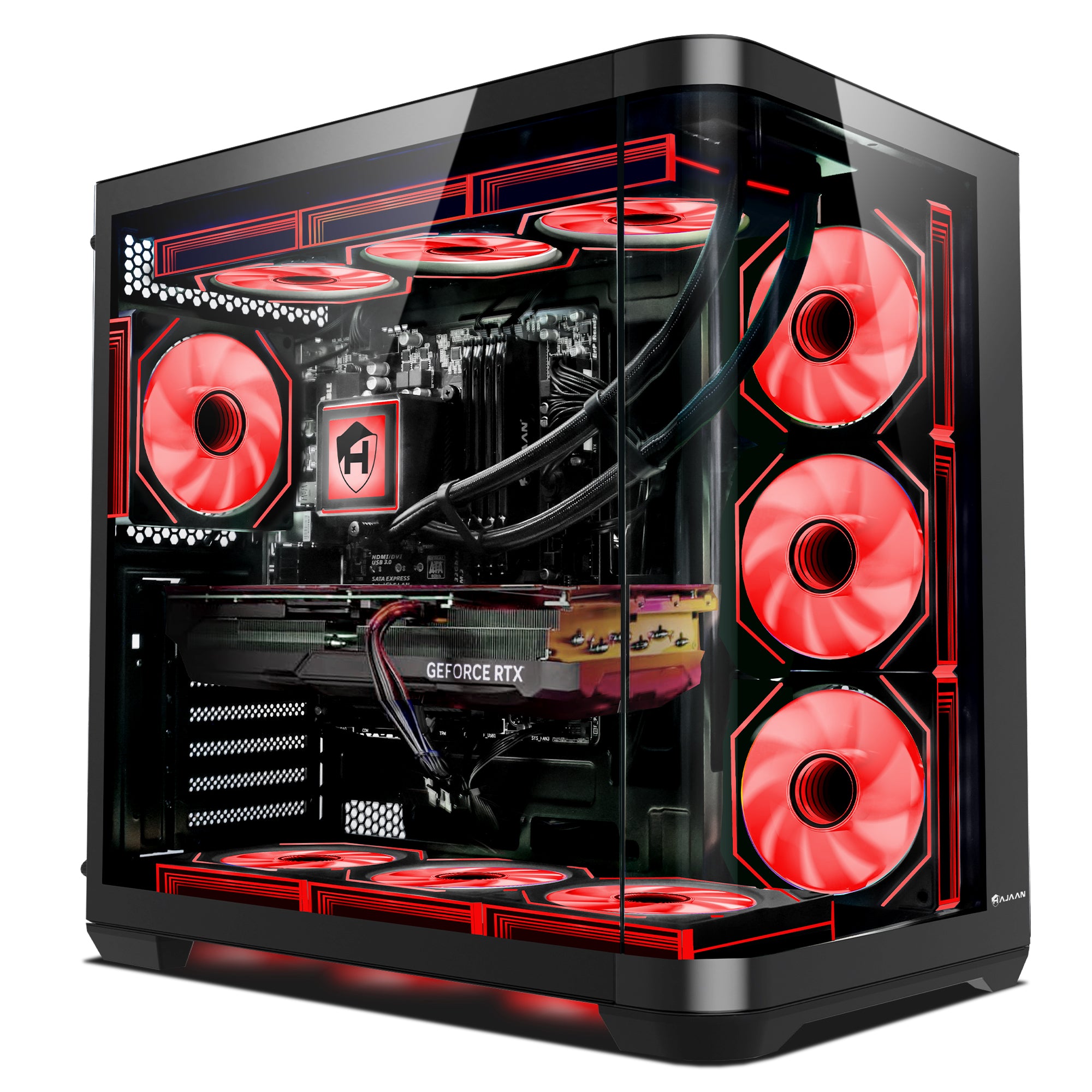 HAJAAN Liquid Cooling Gaming PC, AMD Ryzen 7 Processor, GeForce RTX 5060 / RTX 5060 Ti Graphics Card, 32GB DDR5 RAM, 1TB NVMe SSD, WiFi Ready / Windows 11 Pro, PhantomX - New