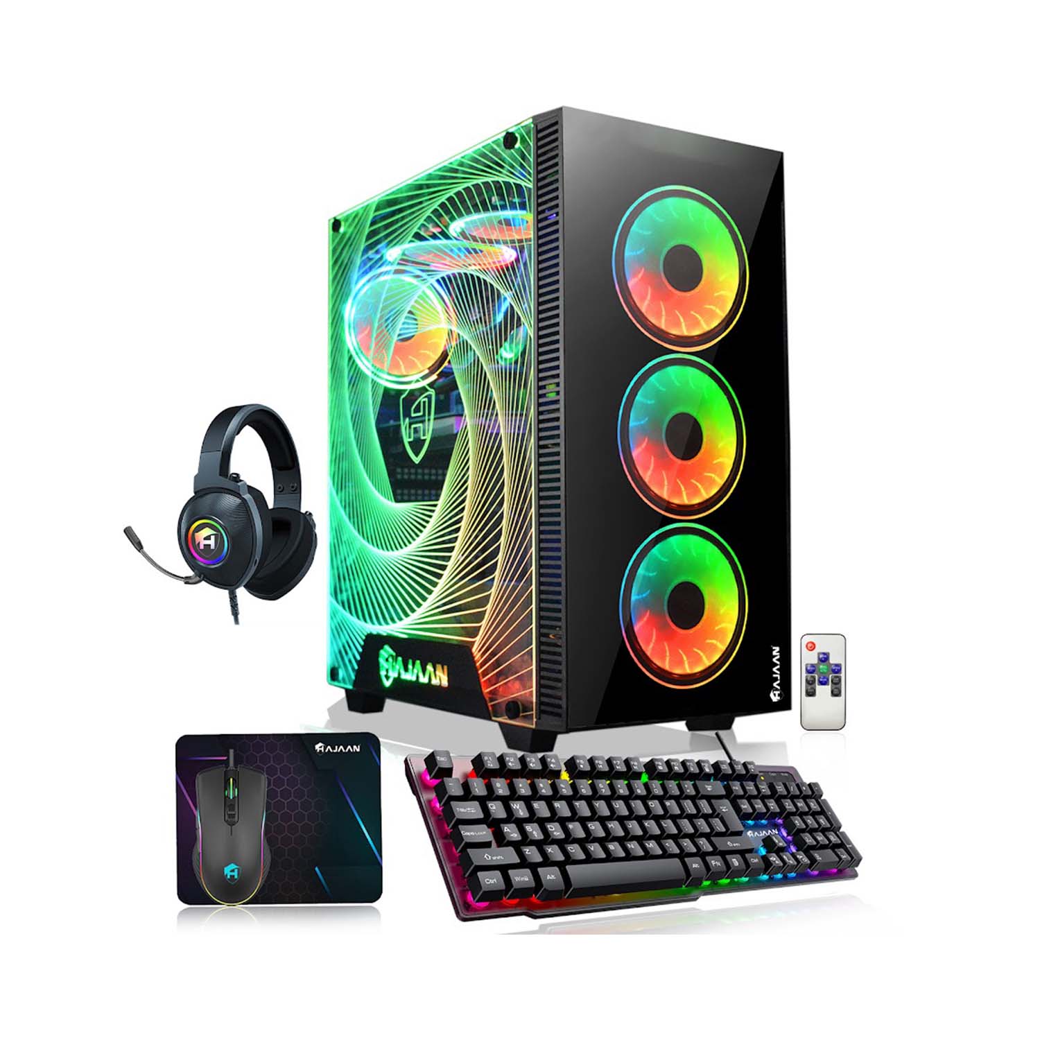 HAJAAN CYCLONIA RGB Gaming PC - AMD Ryzen 7 | GeForce RTX 4060 8GB / 3060 12GB GDDR6 GPU | 16GB - 32GB DDR4 RAM | 512GB NVMe - 2TB NVMe SSD | Mechnical Keyboard and Mouse - Wi-Fi, Bluetooth | Windows 11 Pro