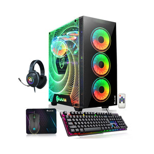 HAJAAN CYCLONIA RGB Gaming PC - AMD Ryzen 7 | GeForce RTX 4060 8GB / 3060 12GB GDDR6 GPU | 16GB - 32GB DDR4 RAM | 512GB NVMe - 2TB NVMe SSD | Mechnical Keyboard and Mouse - Wi-Fi, Bluetooth | Windows 11 Pro