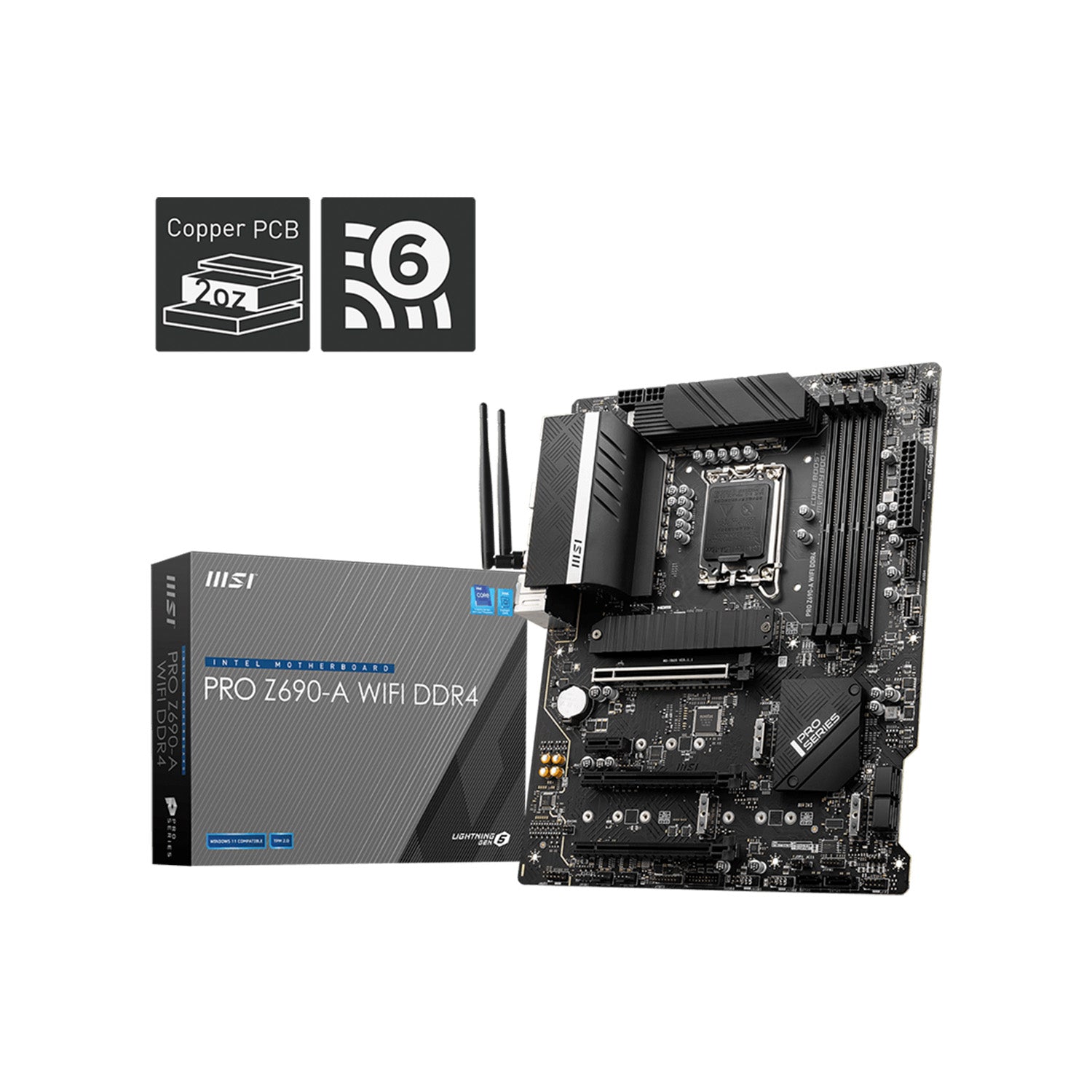 MSI PRO Z690-A WIFI DDR4 Motherboard, Intel Core 14th, 13th, 12th Gen Processors, ATX Form Factor, LGA 1700 Socket, Intel Z690 Chipset, Up to 128GB DDR4, Windows 10,11 64-Bit