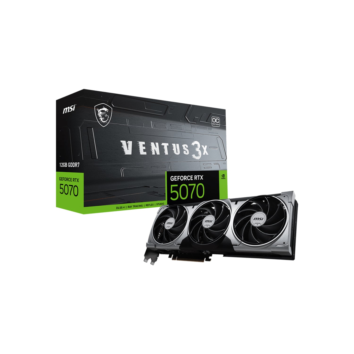 MSI GeForce RTX 5070 12G VENTUS 3X 0C Graphics Card, 12GB GDDR7, 192-Bit Memory, Triple-Fan Thermal Design With TORX FAN 5.0, 3x Display Port / HDMI - (G5070-12V3C)