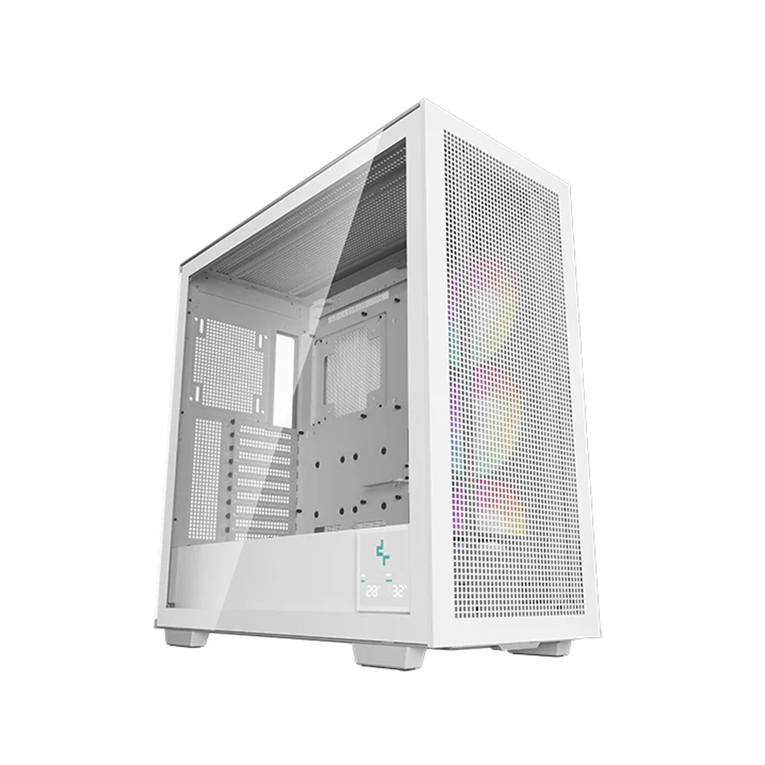 DeepCool MORPHEUS WH Mini Tempered Glass - Dual real-time digital display With Trinity of Fans - White (R-MORPHEUS-WHAPA1-A-1)
