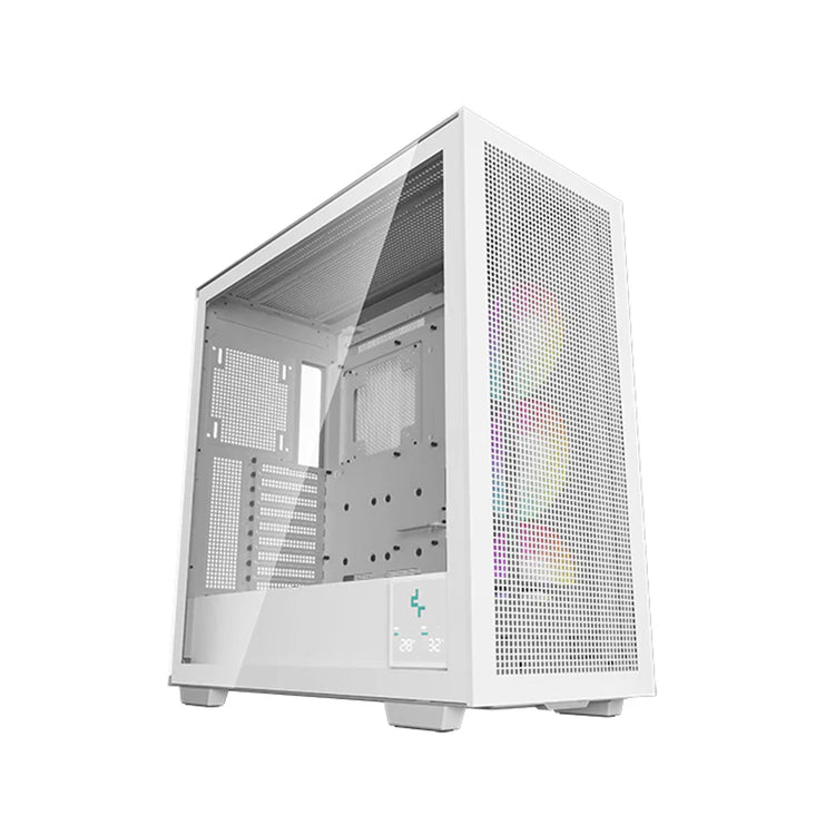 DeepCool MORPHEUS WH Mini Tempered Glass - Dual real-time digital display With Trinity of Fans - White (R-MORPHEUS-WHAPA1-A-1)