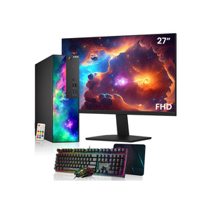 AXOII SPARK Gaming Desktop PC Computer, Intel Core i5/i7 - 8th Gen Processor, Graphics Card - AMD RX 550 / GT1030, 16GB DDR4 RAM, 512GB NVMe SSD, 24/27 Inch FHD Monitor, Wi-Fi, Bluetooth Adapter - Windows 11 Pro